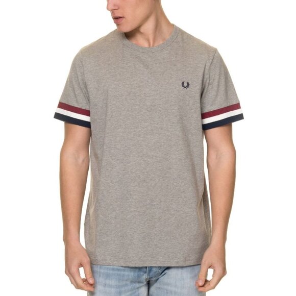 Fred Perry Cotton Striped Cuff T-Shirt Size Large - Picture 1 of 7